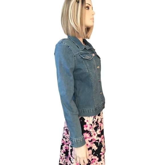 CALVIN Klein Jeans Medium Wash Denim Jean Trucker Jacket Branded Metal Buttons - Picture 10 of 15